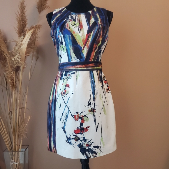 ELIE TAHARI Colourful Canvas Sheath Mini Dress - Picture 12 of 14